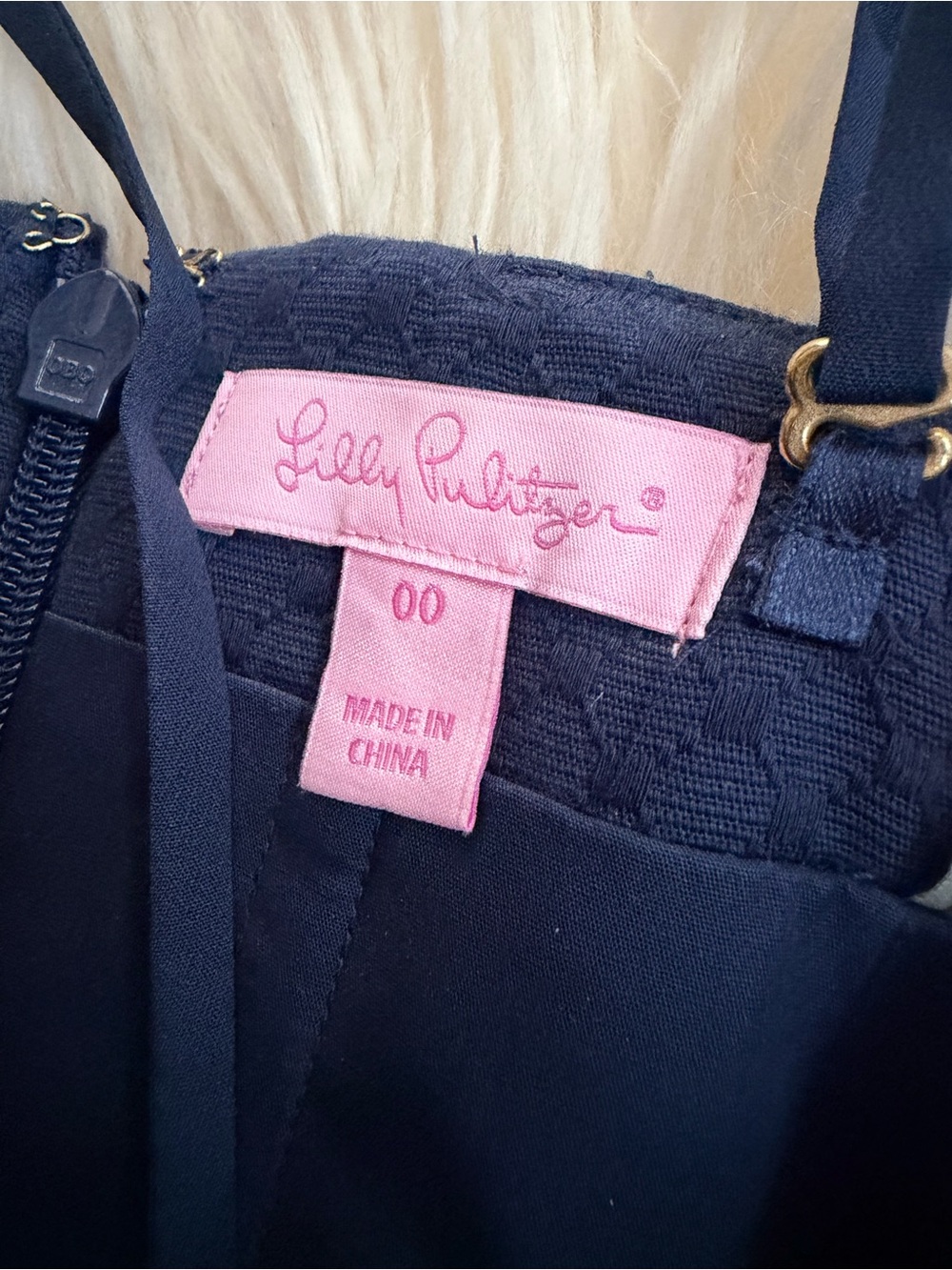 Lilly Pulitzer Demi Dress Women True Navy Gold Embroidered Strapless Mini 00 new - Picture 6 of 8